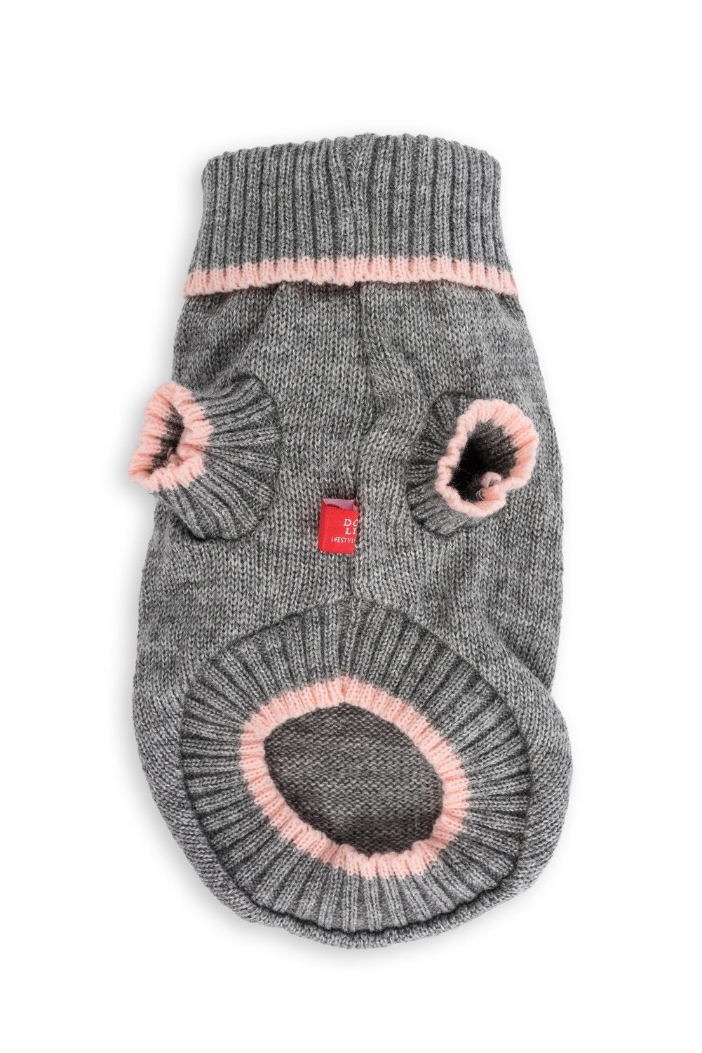 Dog's Life Mohair Knit Poloneck Grey with Pink Trim - Clothing