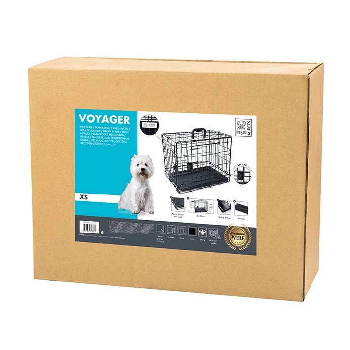 MPET Voyager Wire Crate Black Wire Crate for Safe Pet Travel